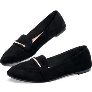 Pointy Toe Flat Faux Suede Cute Penny Loafer, SIZE 5, 2M-149S004